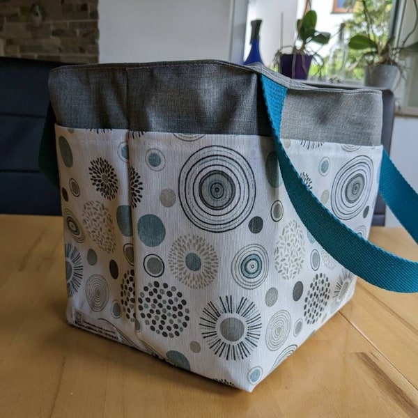 Washhouse bag camping coated cotton mandala turquoise
