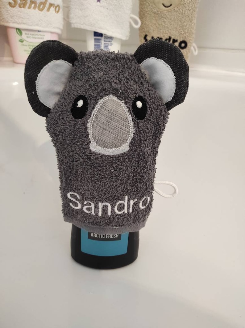 Waschlappen Waschhandschuh verschiedene Modelle für Kinder personalisiert Panda