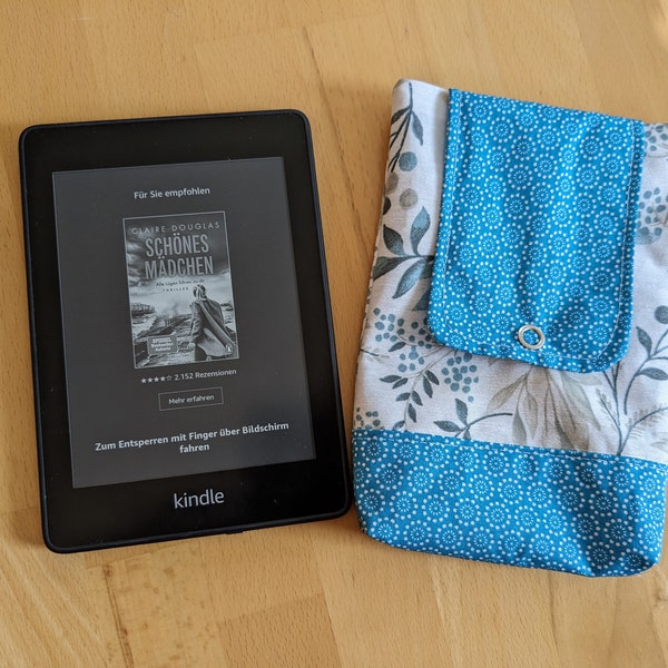 e-Book Reader Tasche beschichtete Baumwolle türkise Blätter