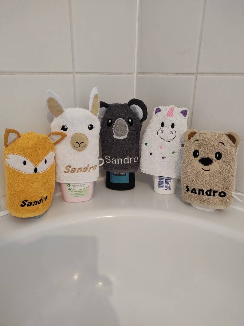 Waschlappen Waschhandschuh verschiedene Modelle für Kinder personalisiert Bild 2