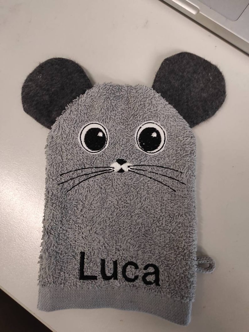 Waschlappen Waschhandschuh verschiedene Modelle für Kinder personalisiert Maus