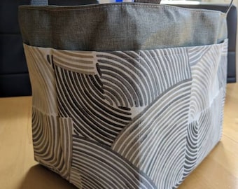 Washhouse bag camping coated cotton grey stripes