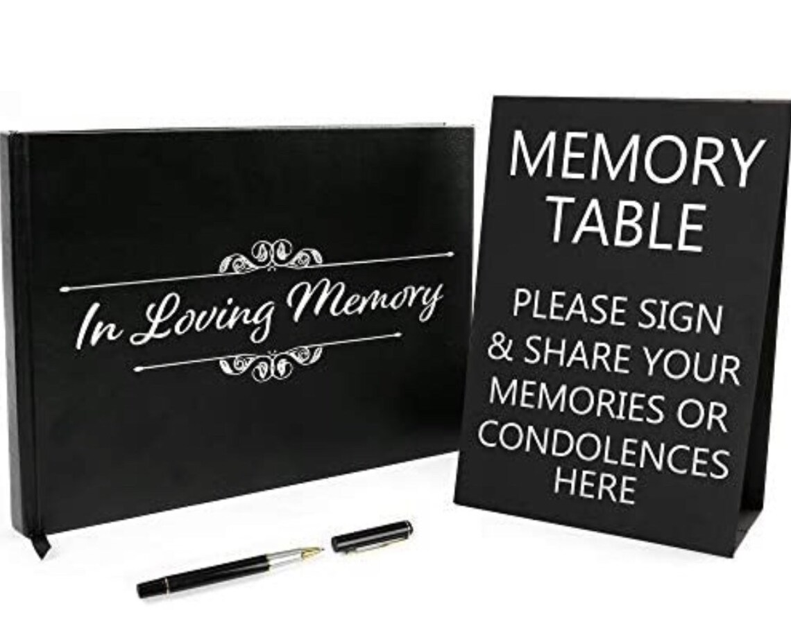 Personalized Memorial Service Funeral Guest Book Set With Sign Etsy
