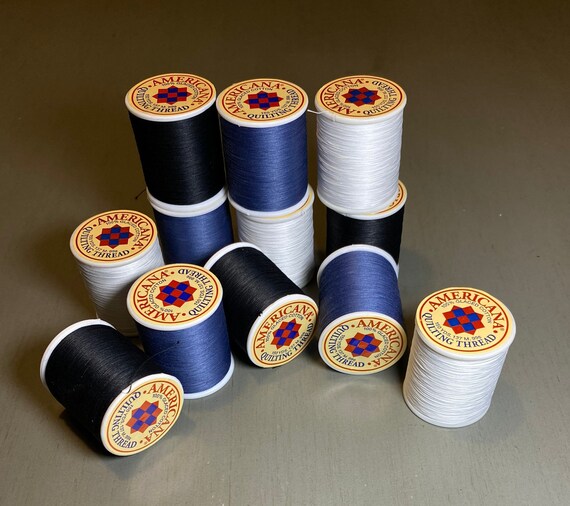 Black White Navy Thread 100 Cotton Glazed Quilting Thread Etsy