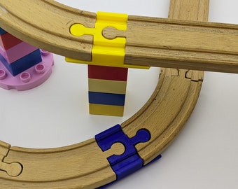 Wooden train track to Duplo Adapter (Brio / Thomas / Melissa & Doug / Imaginarium)