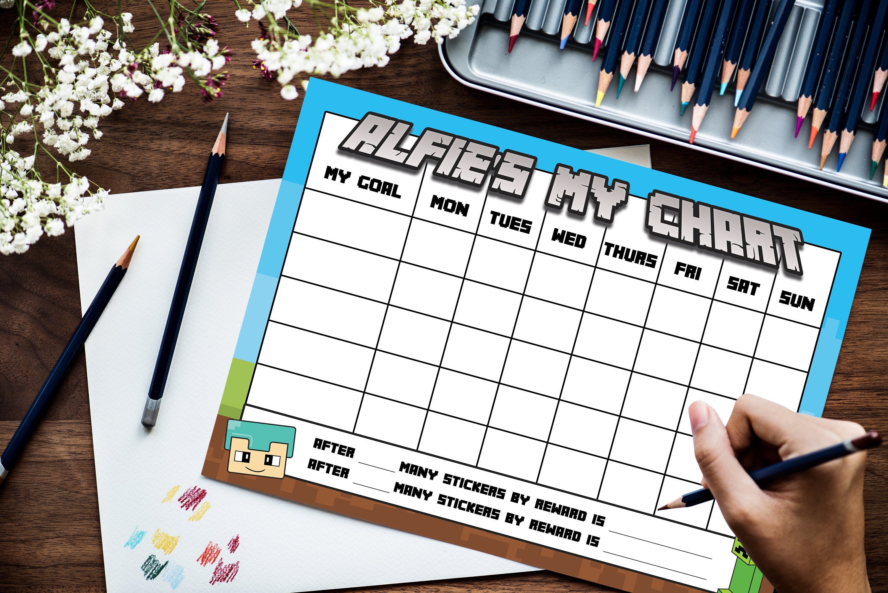 What is the title of this picture ? My-Craft Reward Chart for Children Personalised Digital | Etsy