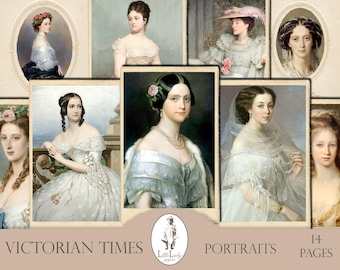 Victorian Portrait Digital Paper, Ephemera for Junk Journals (Digital Download)
