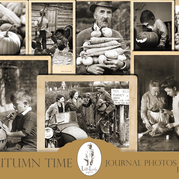 Autumn Vintage Photo Prints for Junk Journal (Digital Download)
