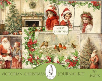 Victorian Christmas Junk Journal Kit, Printable Ephemera (Digital Download)