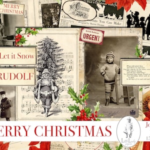 クリスマス ジャンク ジャーナル キット デジタル クリスマス ジャーナリング デジキット 印刷可能なクリスマス コラージュ シート エフェメラ スクラップブッキング デジタル ページ