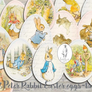 Peter Hase Ostern Geschenkanhänger Digital Peter Hase Ostereier Druckbare Ephemera Peter Hase Collage Sheet druckbare Ephemera Junk Journal