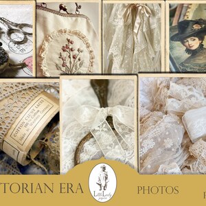 May include: A collage of images featuring Victorian era themes, including lace, embroidery, and a vintage photograph of a woman in a hat. The text "Victorian Era" and "15 Pages" is also included in the image.