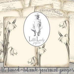 Lined & Blank Journal Pages, Junk Journal Digital, Junk Journal Kit, Printable Paper, Book, Digital Kit, Ephemera, Vintage, Download