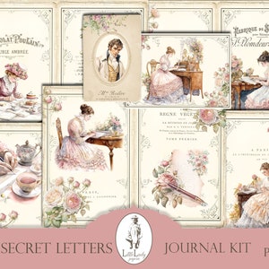 Kit digital de diario basura con cartas de amor victorianas, cartas secretas, diario victoriano, amor, romance, álbum de recortes, conjunto de efímeras victorianas