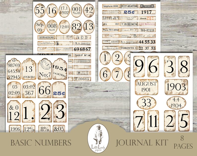 Vintage Number Ephemera, Printable Junk Journal Labels (digital ...