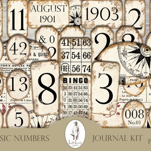 Etichette digitali numeri di base numeri di giornale spazzatura digitale numeri numeri casuali stampabili etichette di giornale numeri effimeri numeri di carta per lavoretti