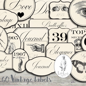 Vintage etichette digitali junk journal etichette digitali steampunk ephemera label crafting scrapbooking etichetta collage foglio stampabile etichetta