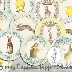 Ostern Cupcake Topper Osterhase Junk Journal Party Cupcake Toppers KinderParty Ephemera druckbare Bilder instant digitalscrapbooking