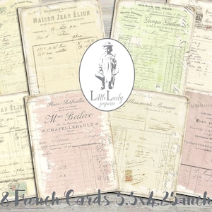 Français Ephemera Paris Digital Journal Cards papier de journal éphémère fabrication français feuille de collage imprimable journalisation papier cartes de journal