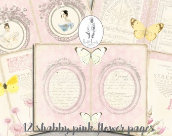 Shabby Pink Victorian Journal Pages, Ephemera Collage (Digital Download)