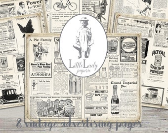Vintage Advertising Ephemera, Printable Collage Sheet (Digital Download)
