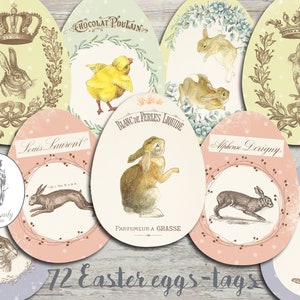 Easter tags eggs junk journal bunny rabbit easter tags easter ephemera printable easter crafting scrapbooking printable easter cards