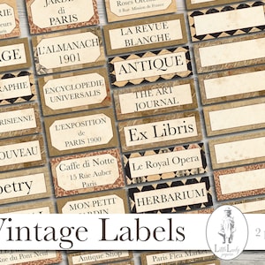 Digital vintage labels junk journal digital grungy french label printable book label ephemera scrapbooking label crafting collage sheet