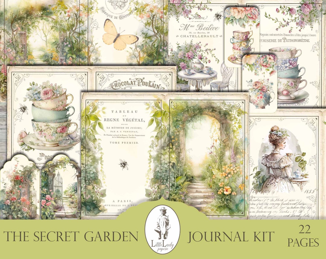 Victorian Secret Garden Junk Journal Kit, Printable Ephemera (digital ...
