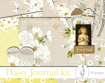 Daisy Junk Journal Kit, Botanical Ephemera (Digital Download)