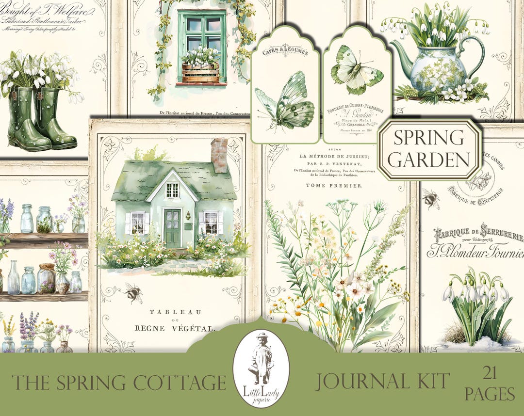 Spring Cottage Junk Journal Kit, Floral Ephemera (digital Download) - Etsy
