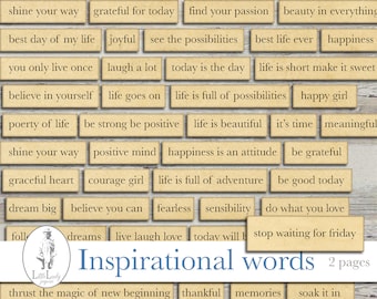 Inspirational Words Label Sheet for Junk Journal (Digital Download)