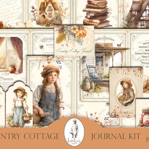 Cottage di campagna fattoria spazzatura giornale digitale kit cottage ephemera fattoria animale anne di frontone verde pagine cottage scrapbooking pagine