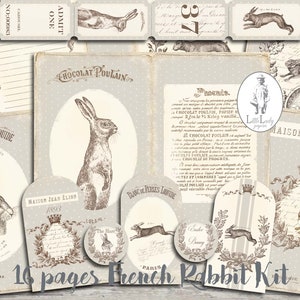 Französisches Junk Journal Ostern Kaninchen Junk Journal französisches druckbares Ephemera Kit Ostern Scrapbooking