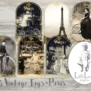 Paris Ephemera French Gift Tags, Digital Gift Tags, Printable Tags, Vintage Tags, Digital Ephemera, Scrapbooking, Crafting, Steampunk Tags