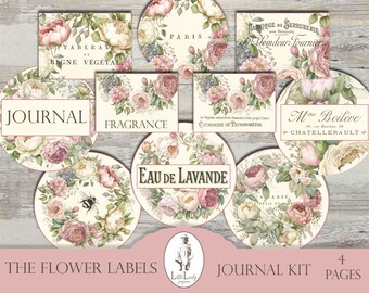 French Flower Labels, Printable Ephemera (Digital Download)