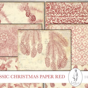 Pagine di diario digitale natalizio rosso, effimeri digitali natalizi, kit natalizio Journaling Papers Winter Journal stampabile, scrapbooking