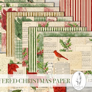 Christmas Junk Journal, Junk Journal Kit Digital Junk Journal Junk Journaling Digital Papers Winter Junk Journal Printable Papers Layered