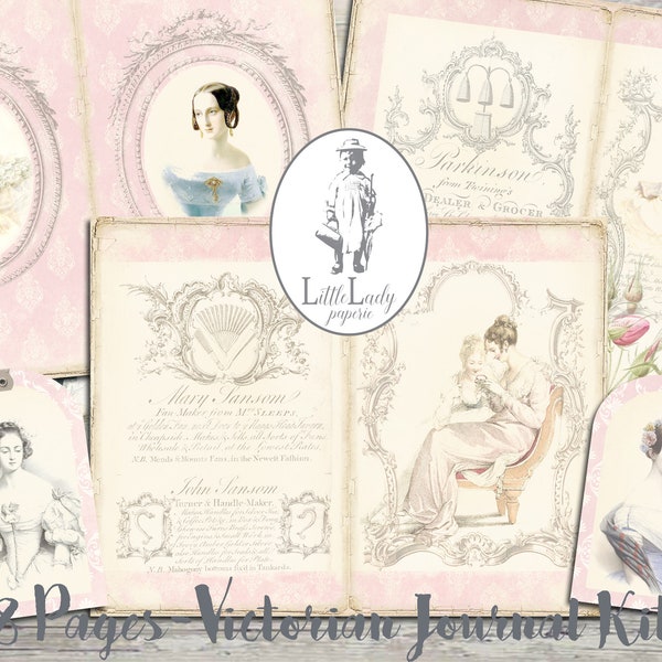 Victorian junk journal kit printable victorian Jane Austen butterflies roses 18 century digital ephemera scrapbooking collage sheet crafting