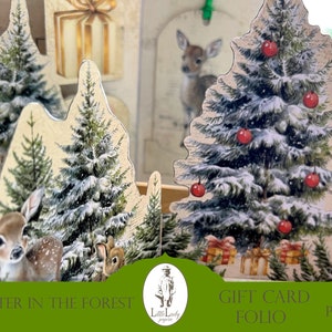 Inverno natal floresta lixo diário cartão de presente digital fólio inverno natal floresta lixo diário kit floresta de inverno conjunto de natal