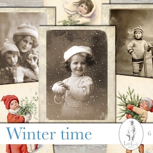 Diário de lixo de inverno, fotografias digitais, fotos vintage de inverno, fotografias de diário de lixo de inverno para impressão, diário de inverno, efêmeras de inverno