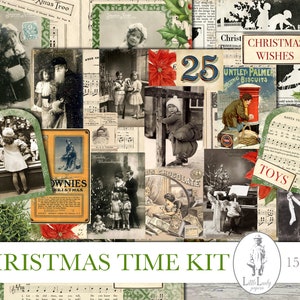 Christmas junk journal kit digital christmas journaling digikit printable christmas collage sheet ephemera scrapbooking digital pages