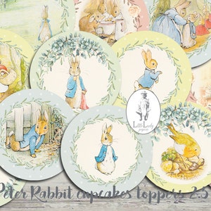 Peter Rabbit easter cupcake topper easter junk journal Party Cupcake Toppers Children party ephemera printable digital scrapbooking