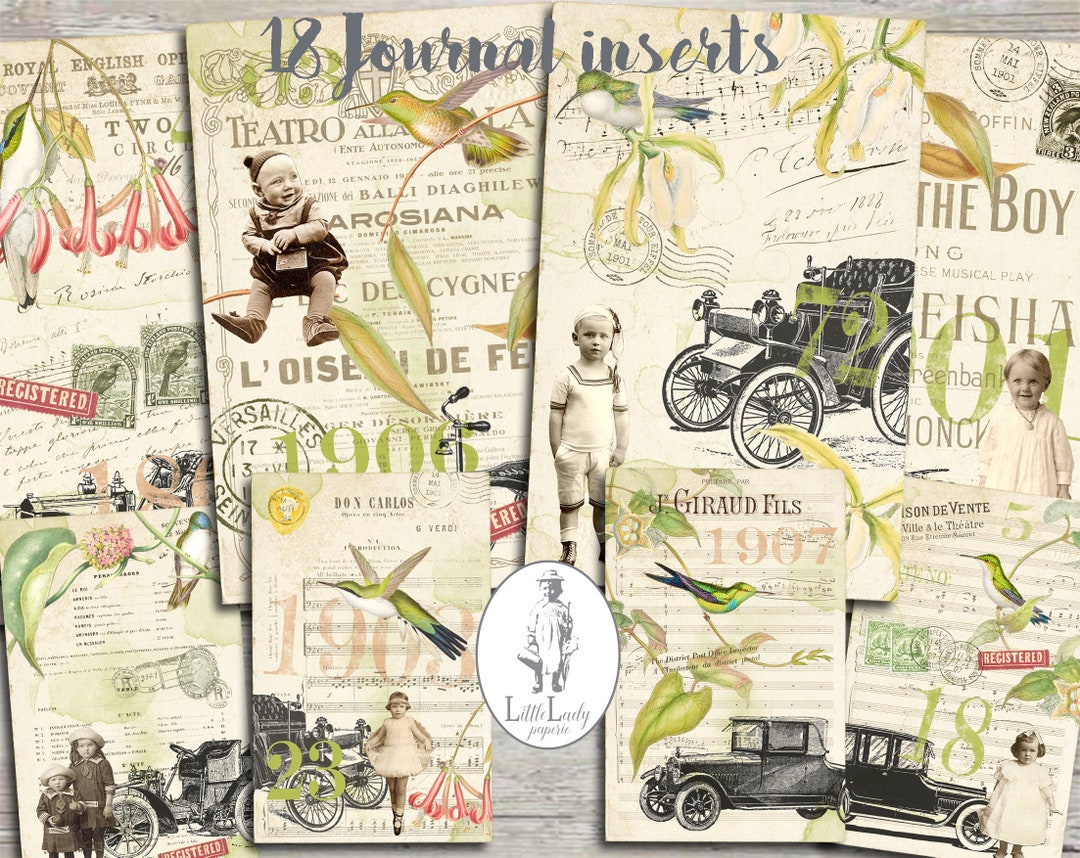 Vintage Motorcar French Ephemera, Junk Journal Inserts (digital ...
