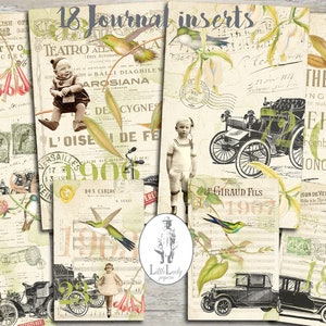 Junk Journal Zufallszahlen französische digitale Einlagen Vintage Auto Kinder Collage Sheet Zahlen Scrapbooking französische Ephemera druckbar