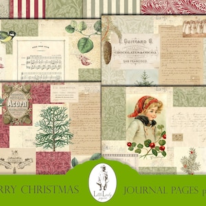 Christmas Junk Journal, Junk Journal Kit Digital Junk Journal Junk Journaling Digital Papers Winter Junk Journal Printable Papers Layered