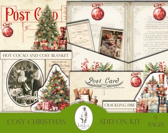 Christmas Junk Journal Kit, Cosy Printable Ephemera (Digital Download)