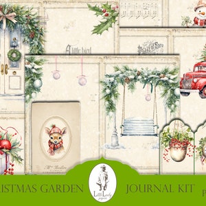 Christmas junk journal kit digital christmas winter garden christmas journal ephemera printable christmas crafting pages