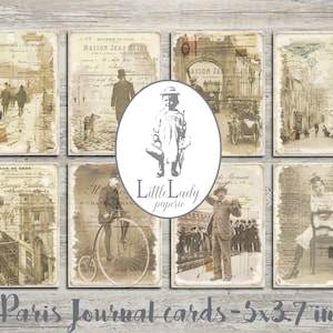 Paris efêmera cartões de diário lixo francês paris download digital scrapbooking folha de colagem imprimível cartões de paris papel de registro no diário