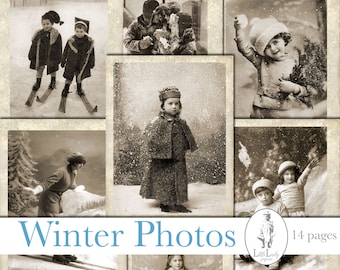 Winter junk journal digital vintage photographs christmas winter photos printable vintage photos winter ephemera scrapbooking