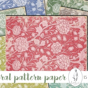 Floral pattern junk journal pages shabby chic pattern collage sheet digital paper crafting printable journal pages